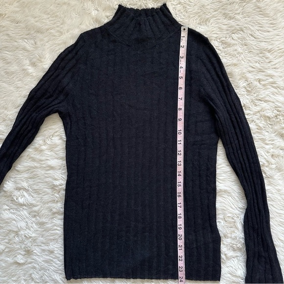 Madewell Sweater Alpaca-Blend Mockneck Sheer Ribbed Long Sleeve Black S NWT New - Picture 13 of 14